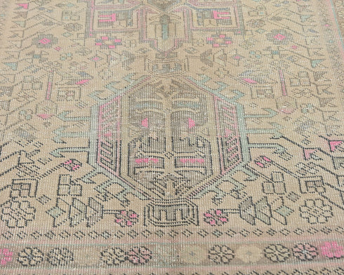 13 Ft Vintage Brown Persian Style Hand Knotted Low Pile Wool Runner Rug